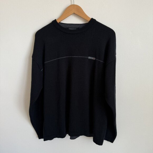 Crazy Vintage 00’s Point Zero Black Knit Boxy Sweater Old School Skater - Picture 1 of 9